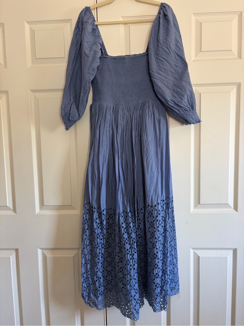 Free People Periwinkle Blue Maxi Dress with Eyelet Hem
